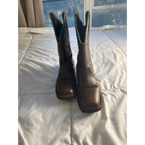 Justin GY2900 Women’s Western Cowboy Boots Brown Leather 8.5B Square Toe - Picture 2 of 7